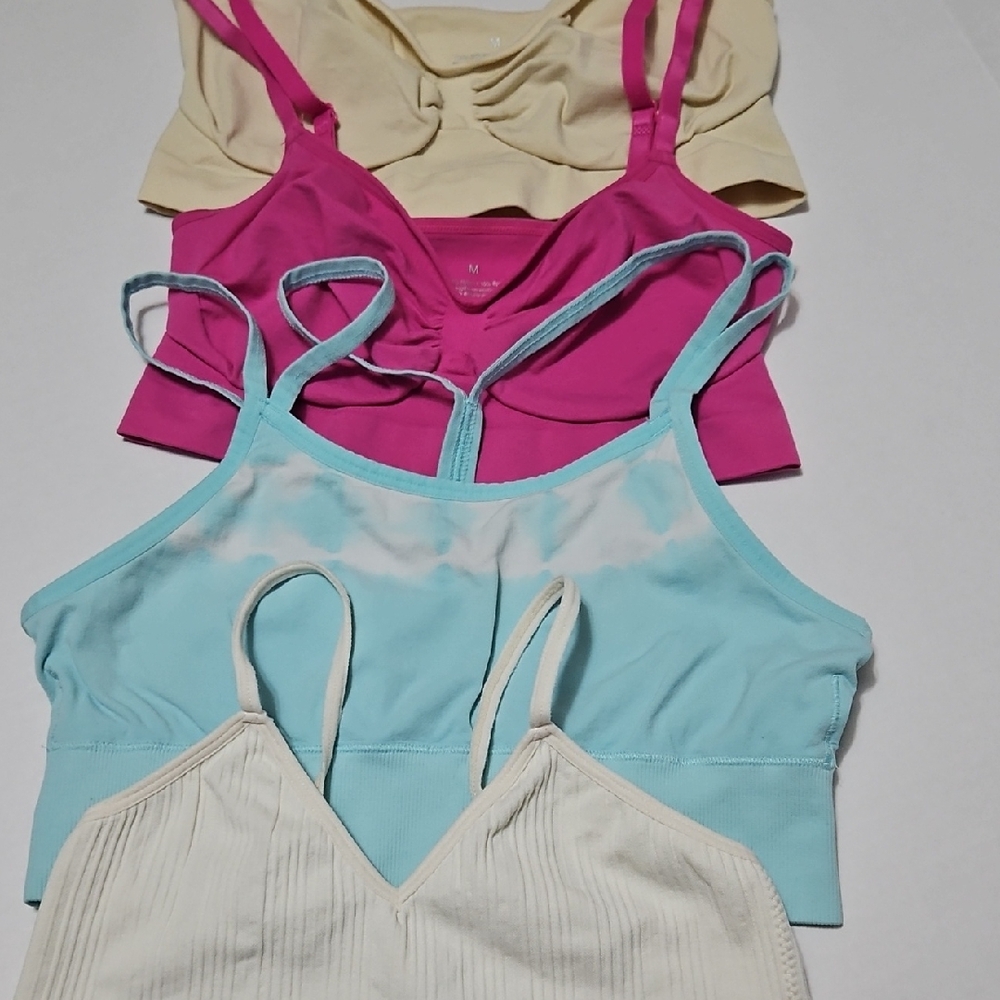 Women's Intimates Bundle - Of 4 Pink, Blue, Cream Sports Bras Size M
